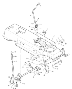 Mower Housing Suspension Diagram and Parts List for 387002X92NA 2004 Briggs and Stratton Lawn Tractor